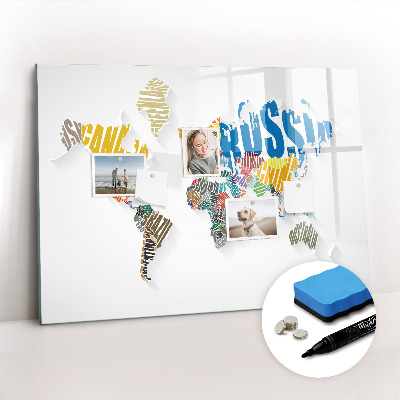 Beschreibbare magnettafel Text-Weltkarte