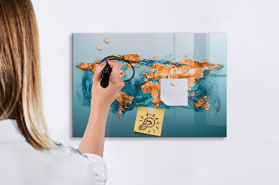 Beschreibbare magnettafel küche Abstrakte Weltkarte