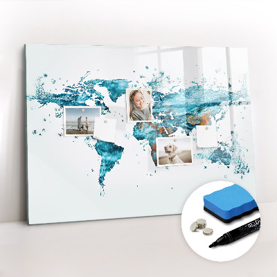 Beschreibbare magnettafel Wasserweltkarte