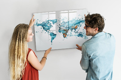 Beschreibbare magnettafel Wasserweltkarte
