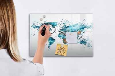 Beschreibbare magnettafel Wasserweltkarte