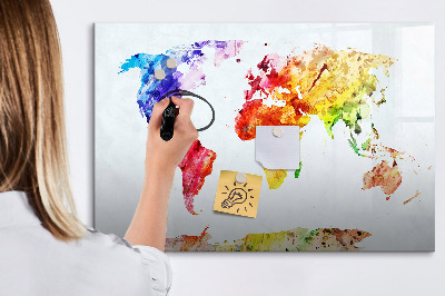Beschreibbare magnettafel küche Aquarell-Weltkarte
