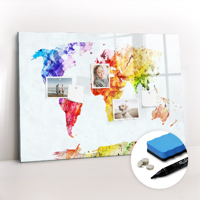 Beschreibbare magnettafel küche Aquarell-Weltkarte