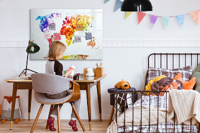 Beschreibbare magnettafel küche Aquarell-Weltkarte