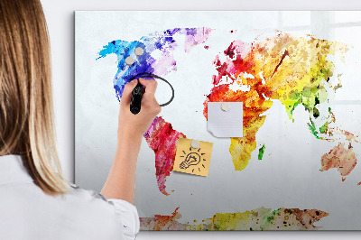 Beschreibbare magnettafel küche Aquarell-Weltkarte