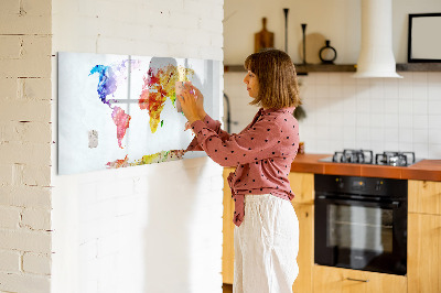 Beschreibbare magnettafel küche Aquarell-Weltkarte