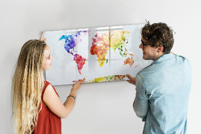 Beschreibbare magnettafel küche Aquarell-Weltkarte