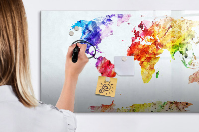Beschreibbare magnettafel küche Aquarell-Weltkarte