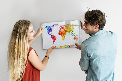 Beschreibbare magnettafel küche Aquarell-Weltkarte