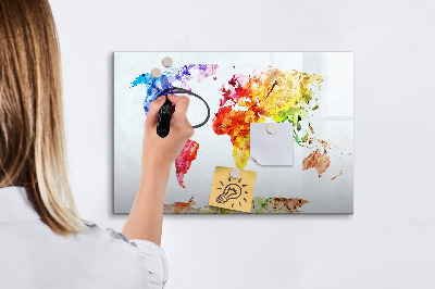 Beschreibbare magnettafel küche Aquarell-Weltkarte
