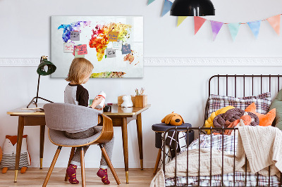 Beschreibbare magnettafel küche Aquarell-Weltkarte