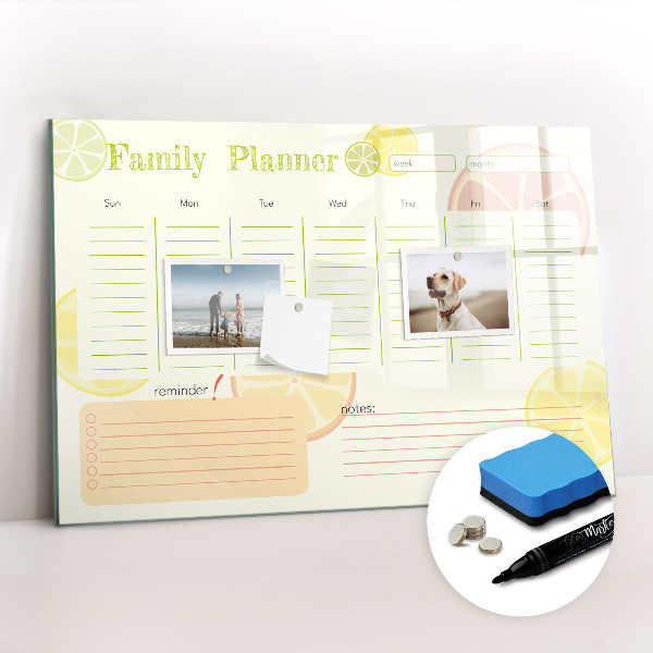 Beschreibbare magnettafel Familienplaner