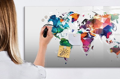 Beschreibbare magnettafel Weltkarte mit Dreiecken