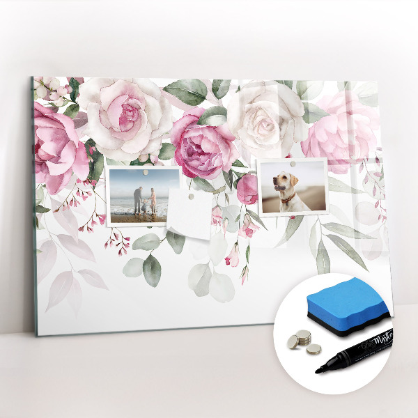 Beschreibbare magnettafel küche Aquarellrosen