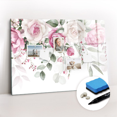 Beschreibbare magnettafel küche Aquarellrosen