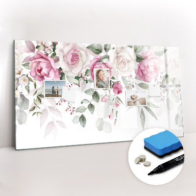 Beschreibbare magnettafel küche Aquarellrosen