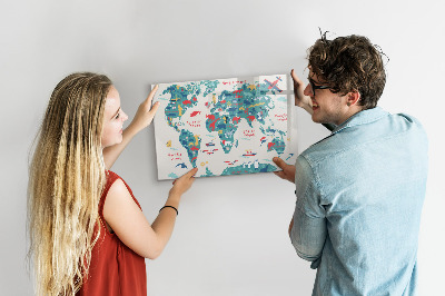 Beschreibbare magnettafel küche Bildkarte der Welt