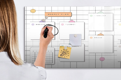 Magnetische Schreibtafel Wochenplan