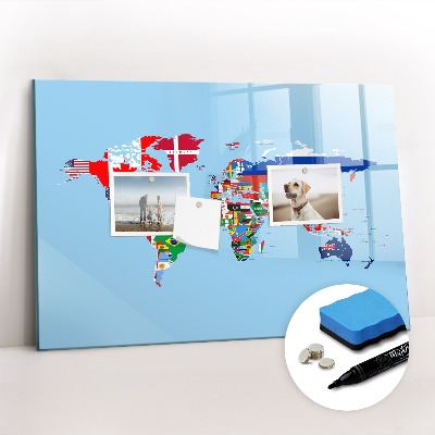Beschreibbare magnettafel Flaggenkarte