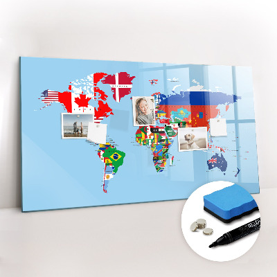 Beschreibbare magnettafel Flaggenkarte