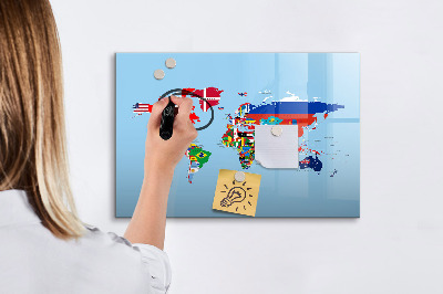 Beschreibbare magnettafel Flaggenkarte