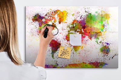 Beschreibbare magnettafel küche Aquarell-Weltkarte