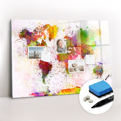 Beschreibbare magnettafel küche Aquarell-Weltkarte