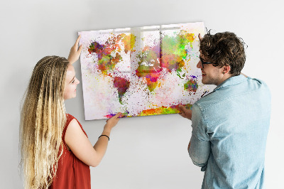 Beschreibbare magnettafel küche Aquarell-Weltkarte