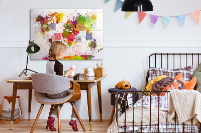 Beschreibbare magnettafel küche Aquarell-Weltkarte