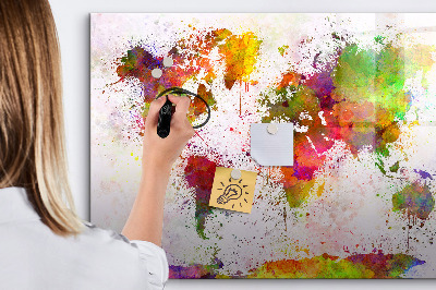 Beschreibbare magnettafel küche Aquarell-Weltkarte