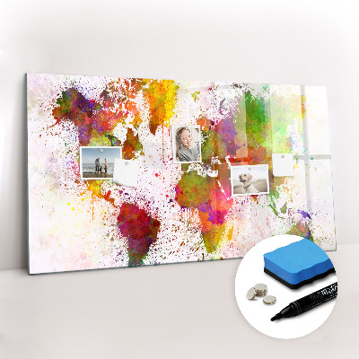 Beschreibbare magnettafel küche Aquarell-Weltkarte