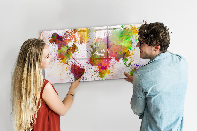 Beschreibbare magnettafel küche Aquarell-Weltkarte