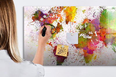 Beschreibbare magnettafel küche Aquarell-Weltkarte