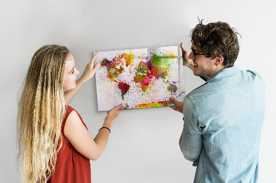 Beschreibbare magnettafel küche Aquarell-Weltkarte