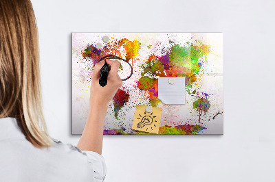 Beschreibbare magnettafel küche Aquarell-Weltkarte