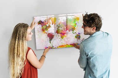 Beschreibbare magnettafel küche Aquarell-Weltkarte