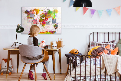 Beschreibbare magnettafel küche Aquarell-Weltkarte
