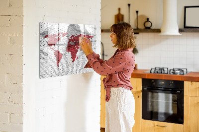 Magnettafel mit Marker Weltkarte aus Backsteinmauern