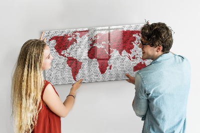 Magnettafel mit Marker Weltkarte aus Backsteinmauern