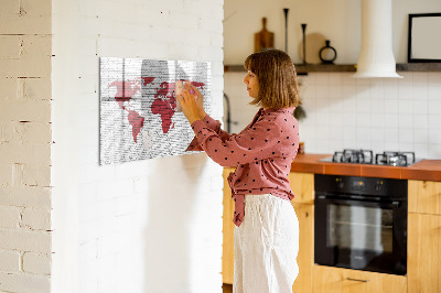 Magnettafel mit Marker Weltkarte aus Backsteinmauern