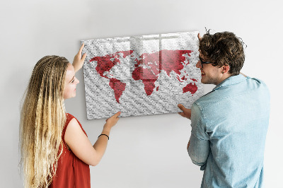 Beschreibbare magnettafel küche Weltkarte aus Backsteinmauern