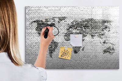 Beschreibbare magnettafel Weltkarte aus Backsteinmauern