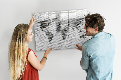 Beschreibbare magnettafel Weltkarte aus Backsteinmauern