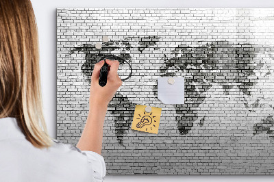 Beschreibbare magnettafel Weltkarte aus Backsteinmauern