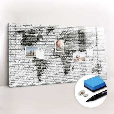 Beschreibbare magnettafel Weltkarte aus Backsteinmauern