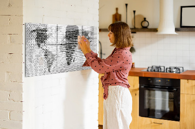 Beschreibbare magnettafel Weltkarte aus Backsteinmauern