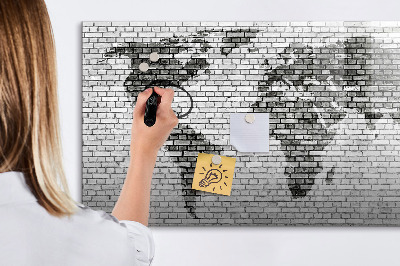 Beschreibbare magnettafel Weltkarte aus Backsteinmauern