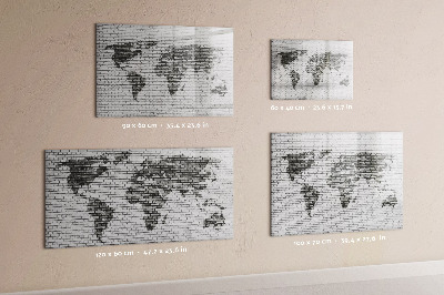 Beschreibbare magnettafel Weltkarte aus Backsteinmauern