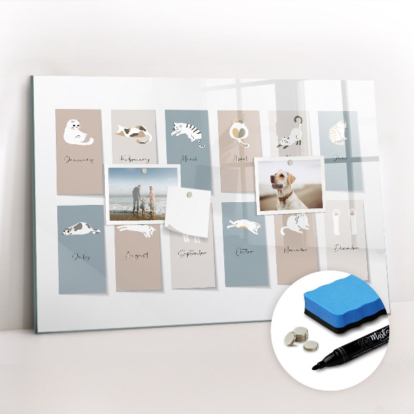 Beschreibbare magnettafel küche Katzenkalender