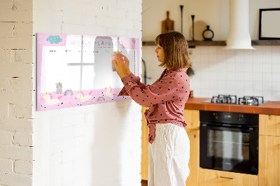 Beschreibbare magnettafel küche Wochenplaner für Kinder